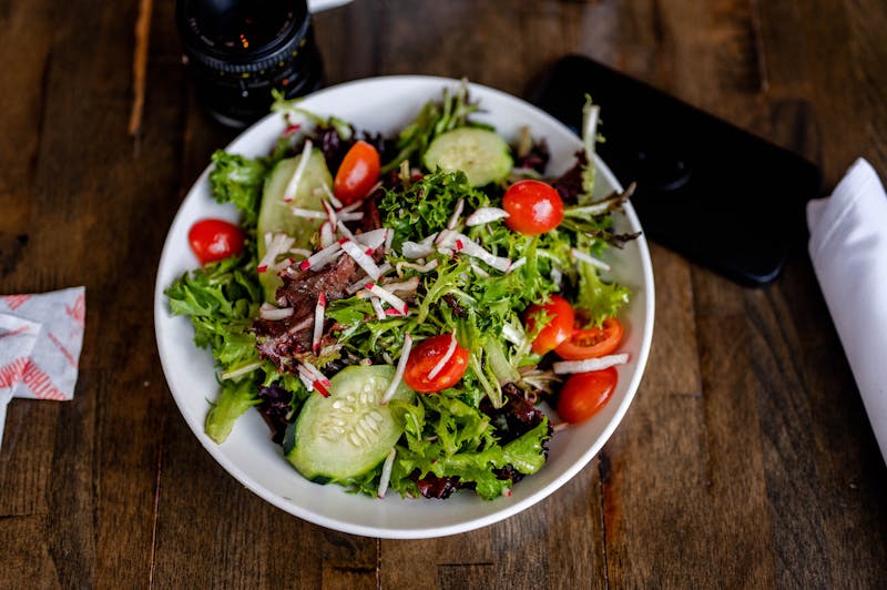 Fresh garden salad with greens and vegetables