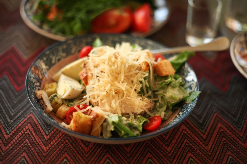 Caesar salad with romaine lettuce and parmesan