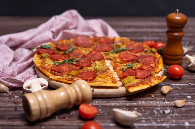 Premium catering package with full pizza inn menu spread